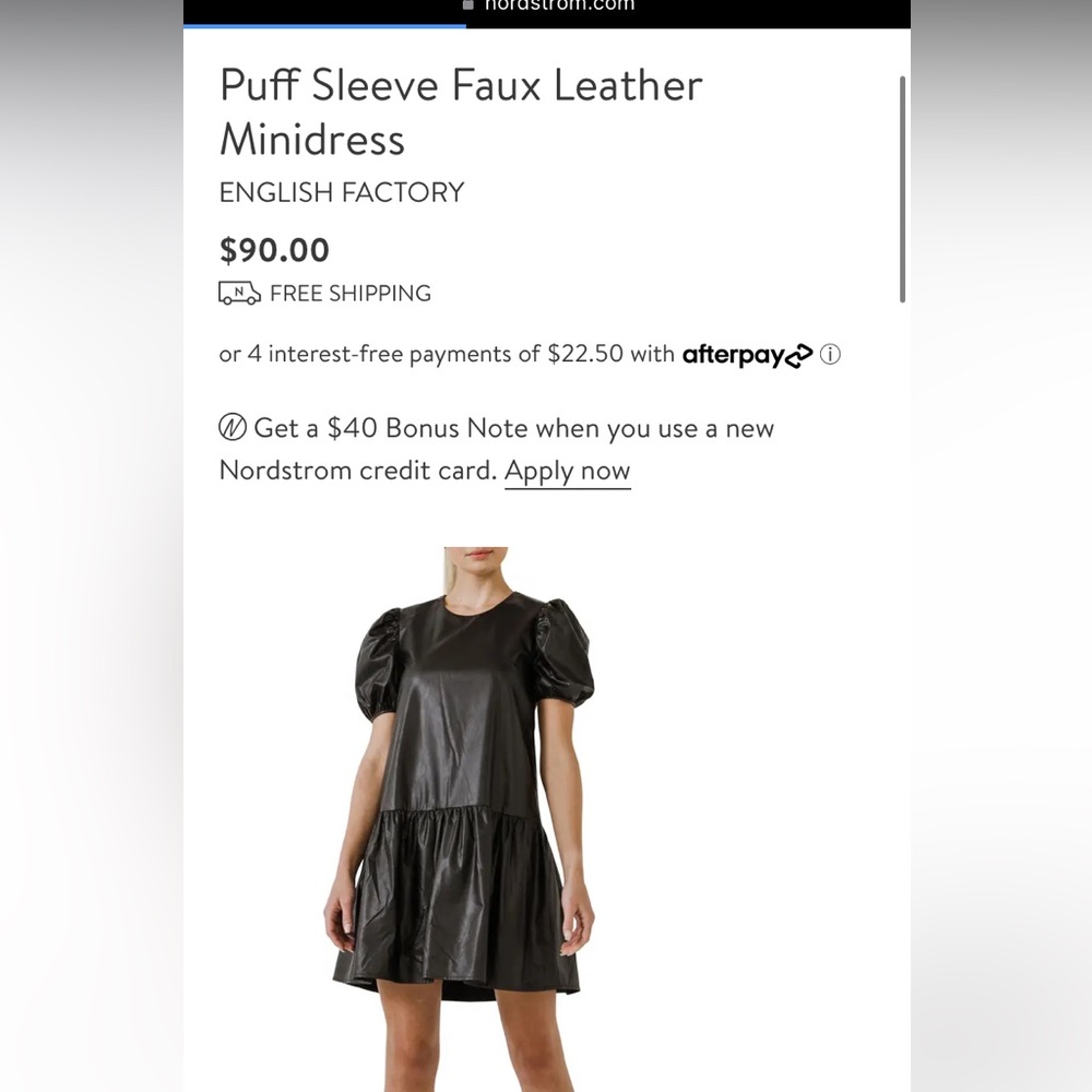 English factory black faux leather dress size small 🖤🖤🖤